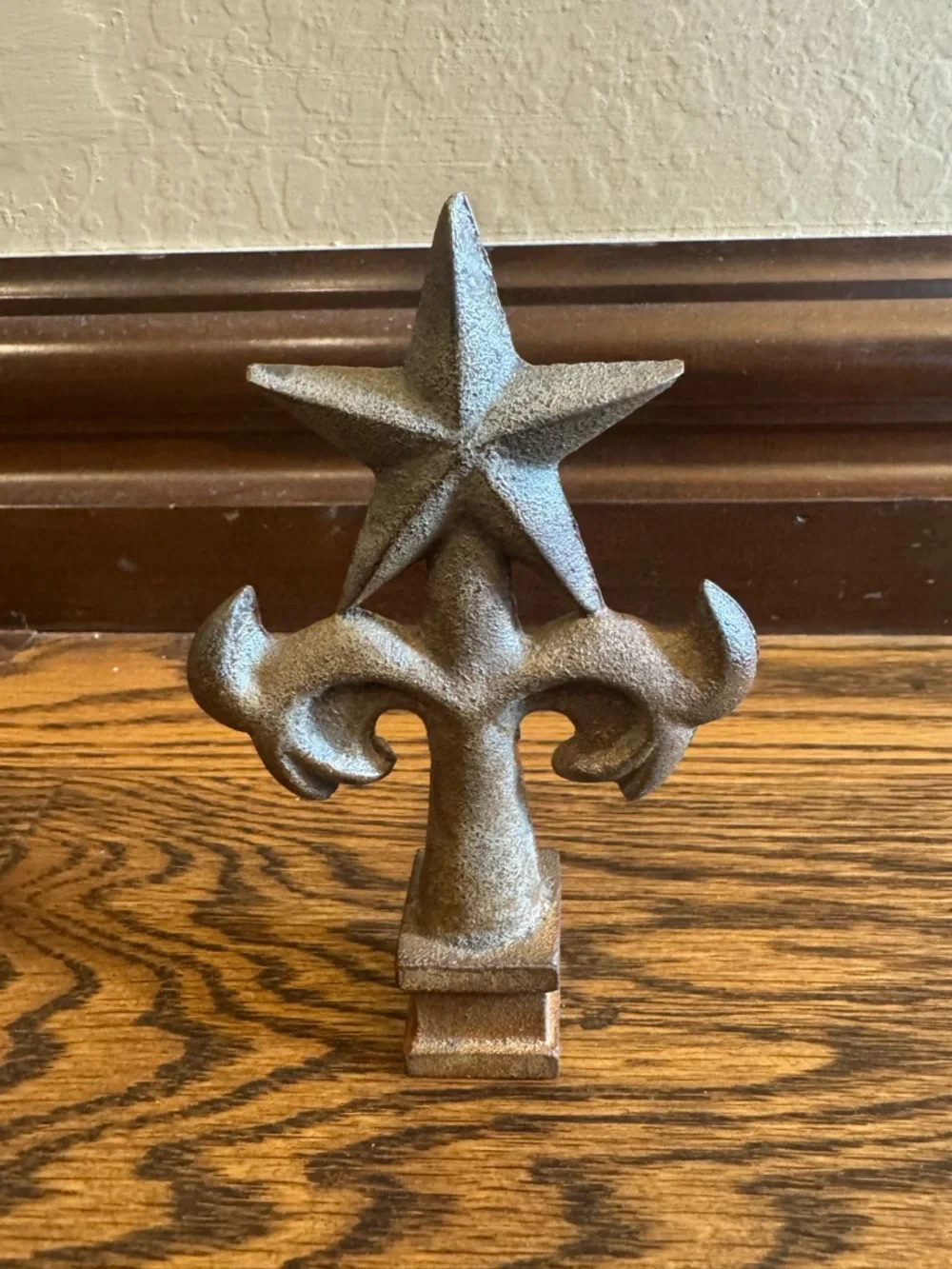 Cast Iron Star Fence Post Topper Finial Fleur De Lis Architectural Salvage 5”